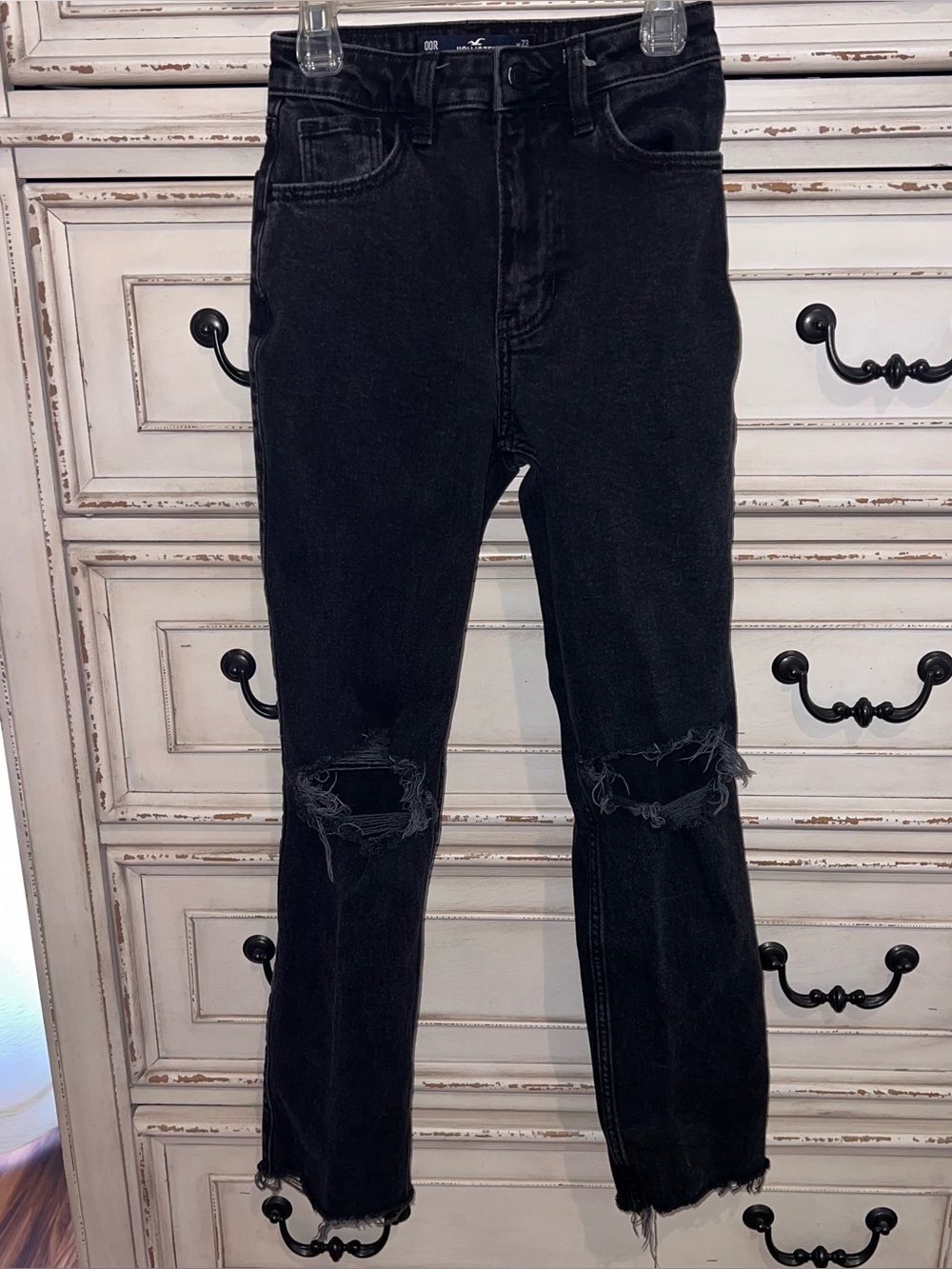 Hollister Black Distressed Straight-Leg Jeans